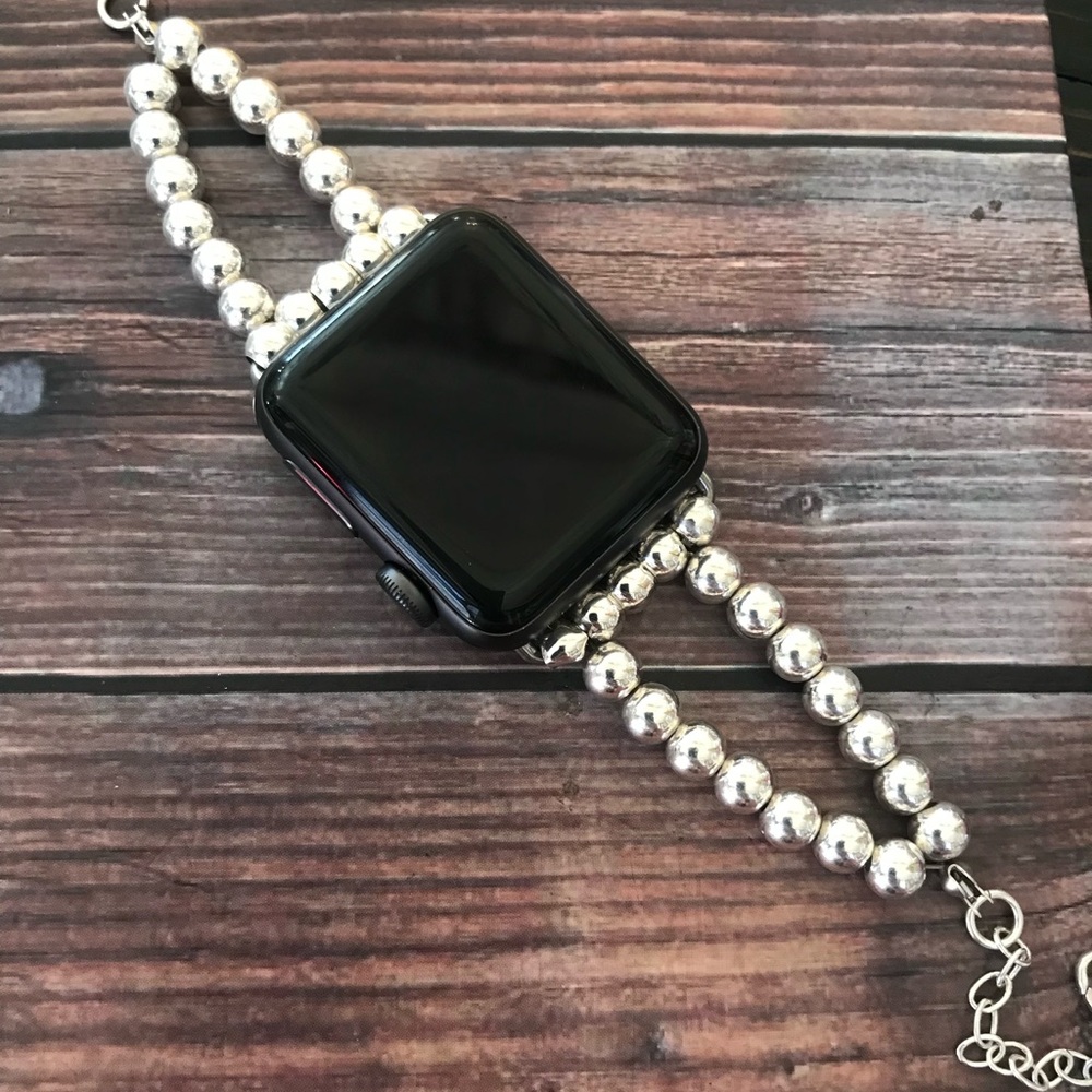 Sterling silver Apple Watch band.